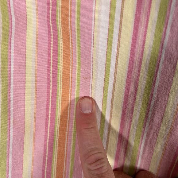 Talbots Capri Pants Womens 10 Pink Yellow Striped Stretch High Rise Cotton Blend - Picture 4 of 9